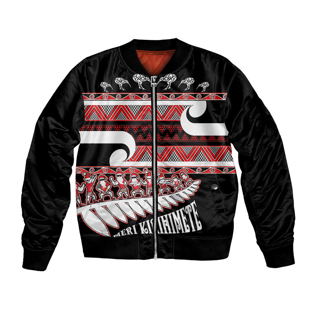 New Zealand Christmas Bomber Jacket Funny Santa Claus Haka Dance with Tukutuku LT03 Unisex Multicolor - Polynesian Pride