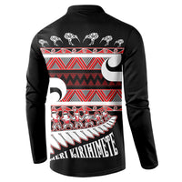 New Zealand Christmas Button Sweatshirt Funny Santa Claus Haka Dance with Tukutuku