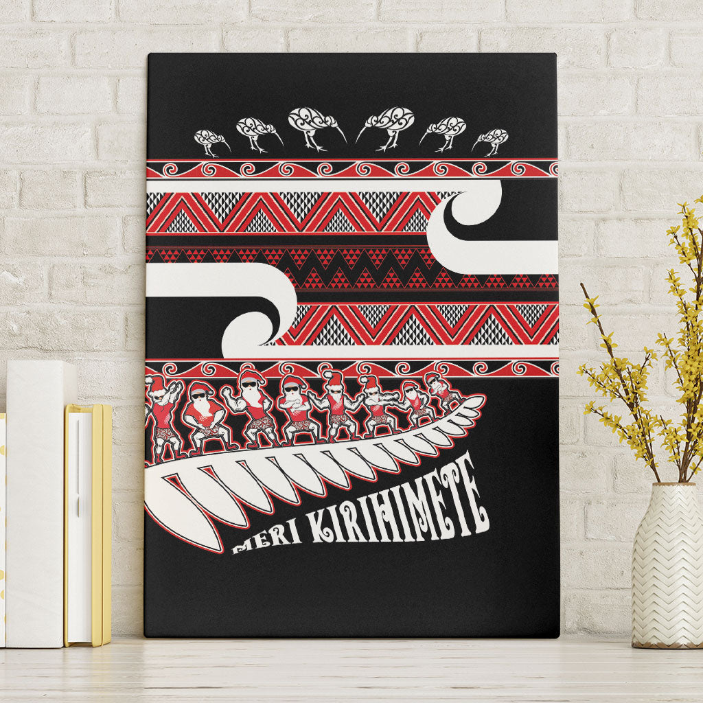 New Zealand Christmas Canvas Wall Art Funny Santa Claus Haka Dance with Tukutuku