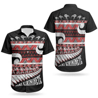 New Zealand Christmas Couples Matching Short Sleeve Bodycon Dress and Hawaiian Shirt Funny Santa Claus Haka Dance with Tukutuku