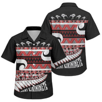 New Zealand Christmas Family Matching Off The Shoulder Long Sleeve Dress and Hawaiian Shirt Funny Santa Claus Haka Dance with Tukutuku