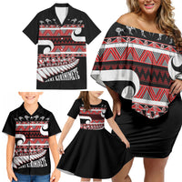 New Zealand Christmas Family Matching Off Shoulder Short Dress and Hawaiian Shirt Funny Santa Claus Haka Dance with Tukutuku