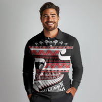 New Zealand Christmas Long Sleeve Polo Shirt Funny Santa Claus Haka Dance with Tukutuku