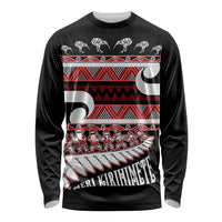 New Zealand Christmas Long Sleeve Shirt Funny Santa Claus Haka Dance with Tukutuku