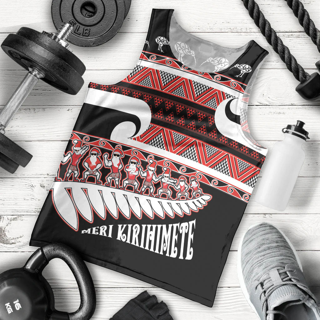 New Zealand Christmas Men Tank Top Funny Santa Claus Haka Dance with Tukutuku