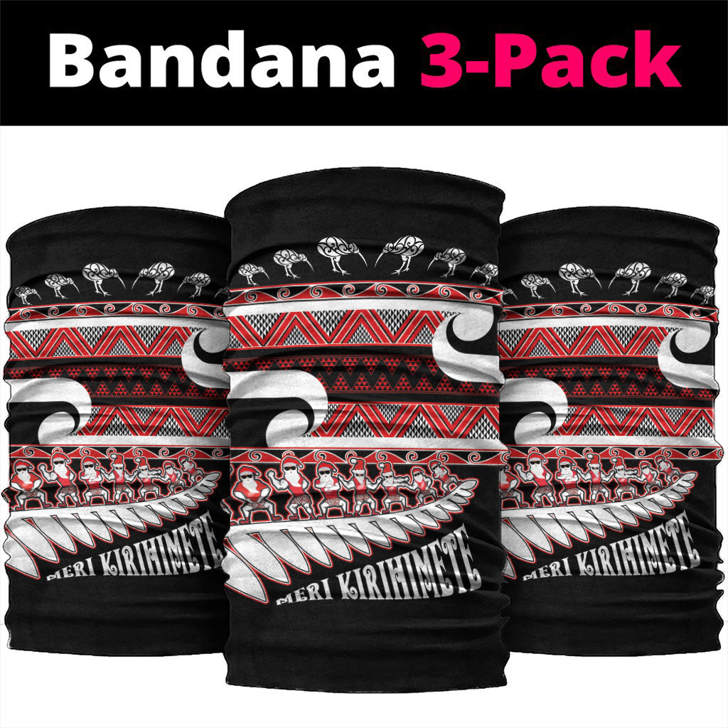 New Zealand Christmas Neck Gaiter Funny Santa Claus Haka Dance with Tukutuku