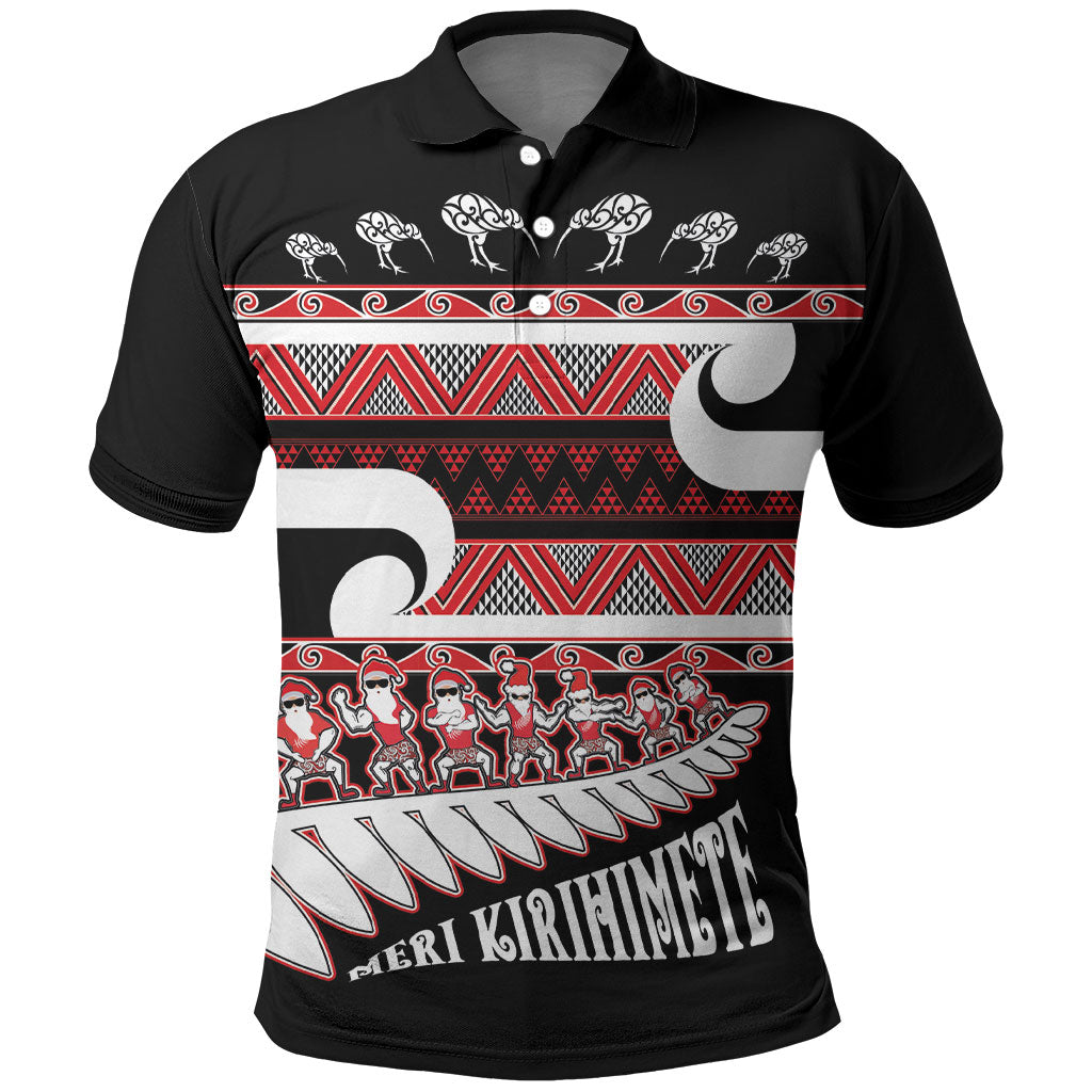 New Zealand Christmas Polo Shirt Funny Santa Claus Haka Dance with Tukutuku LT03 Multicolor - Polynesian Pride