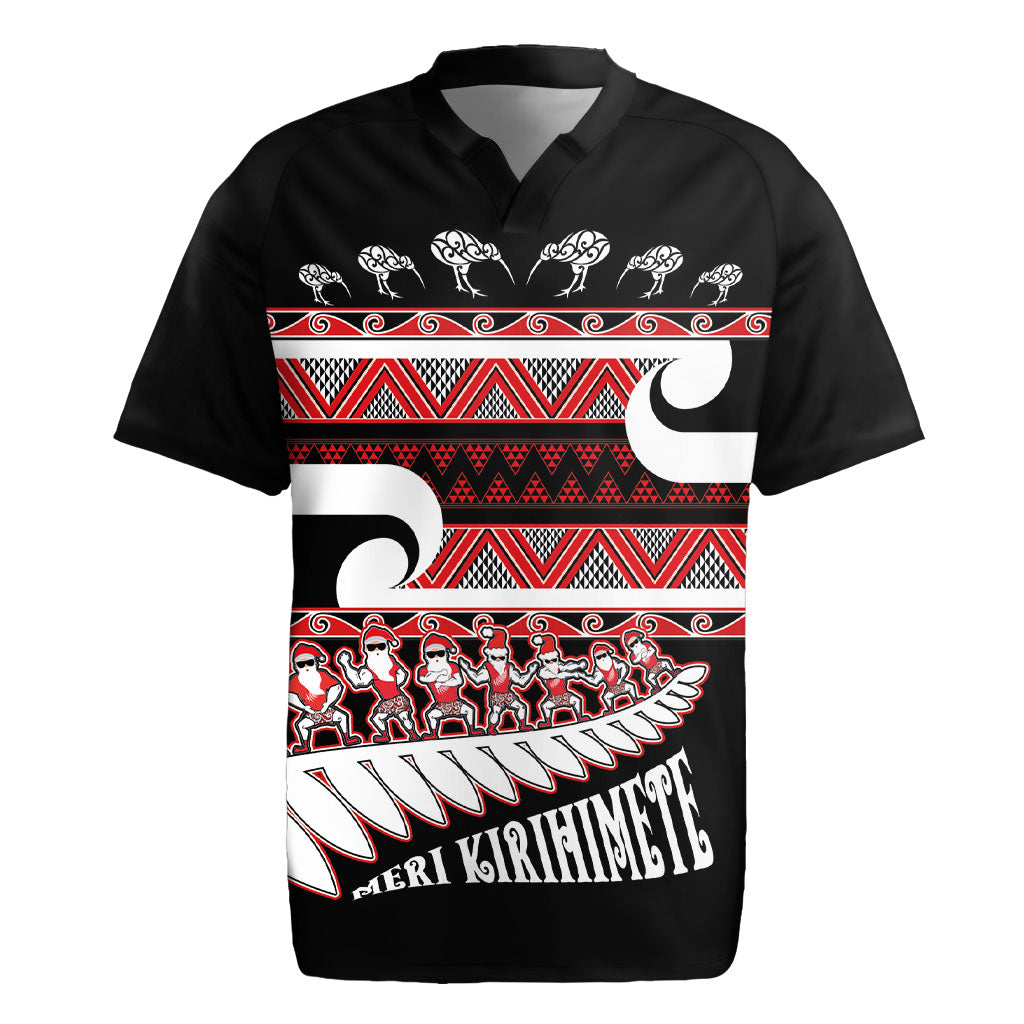 New Zealand Christmas Rugby Jersey Funny Santa Claus Haka Dance with Tukutuku