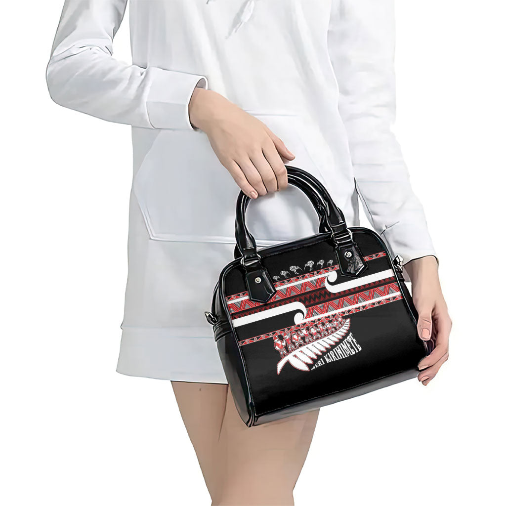 New Zealand Christmas Shoulder Handbag Funny Santa Claus Haka Dance with Tukutuku