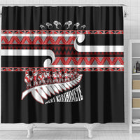 New Zealand Christmas Shower Curtain Funny Santa Claus Haka Dance with Tukutuku