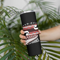 New Zealand Christmas Skinny Tumbler Funny Santa Claus Haka Dance with Tukutuku