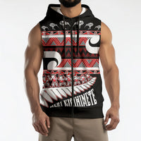 New Zealand Christmas Sleeveless Zip Hoodie Funny Santa Claus Haka Dance with Tukutuku