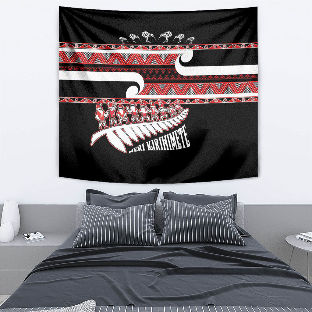 New Zealand Christmas Tapestry Funny Santa Claus Haka Dance with Tukutuku
