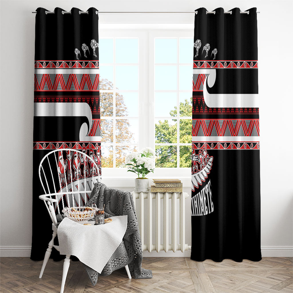 New Zealand Christmas Window Curtain Funny Santa Claus Haka Dance with Tukutuku