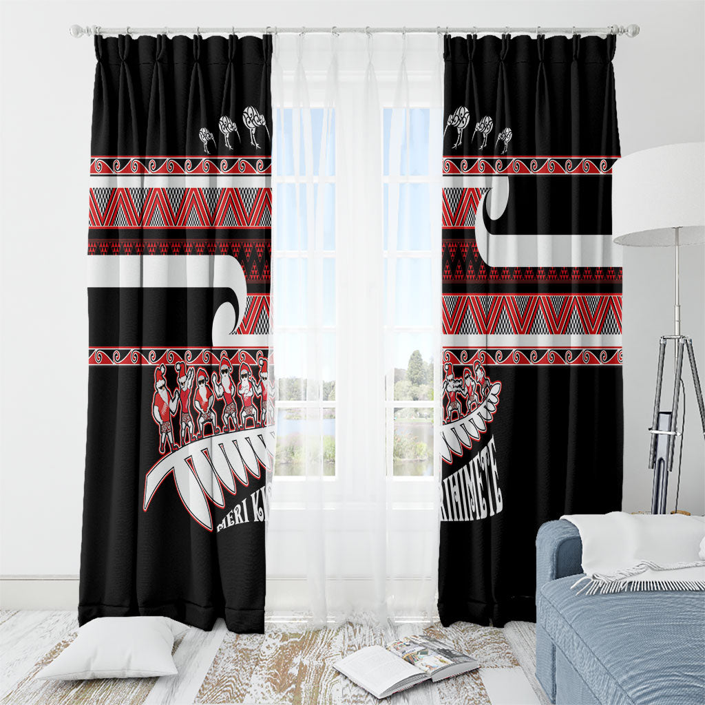 New Zealand Christmas Window Curtain Funny Santa Claus Haka Dance with Tukutuku