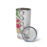 Hawaii DNA Kakau Tattoo Tumbler Cup with Plumeria and Hibiscus Tropical Plants White Color