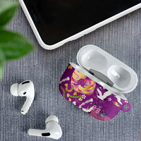 Hawaiian and Japanese Culture Together AirPods Case Kakau Tribal Pattern and Irezumi Art Purple Color