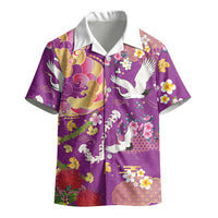 Hawaiian and Japanese Culture Together Kid Hawaiian Shirt Kakau Tribal Pattern and Irezumi Art Purple Color