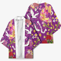 Hawaiian and Japanese Culture Together Kimono Kakau Tribal Pattern and Irezumi Art Purple Color