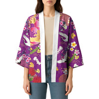 Hawaiian and Japanese Culture Together Kimono Kakau Tribal Pattern and Irezumi Art Purple Color