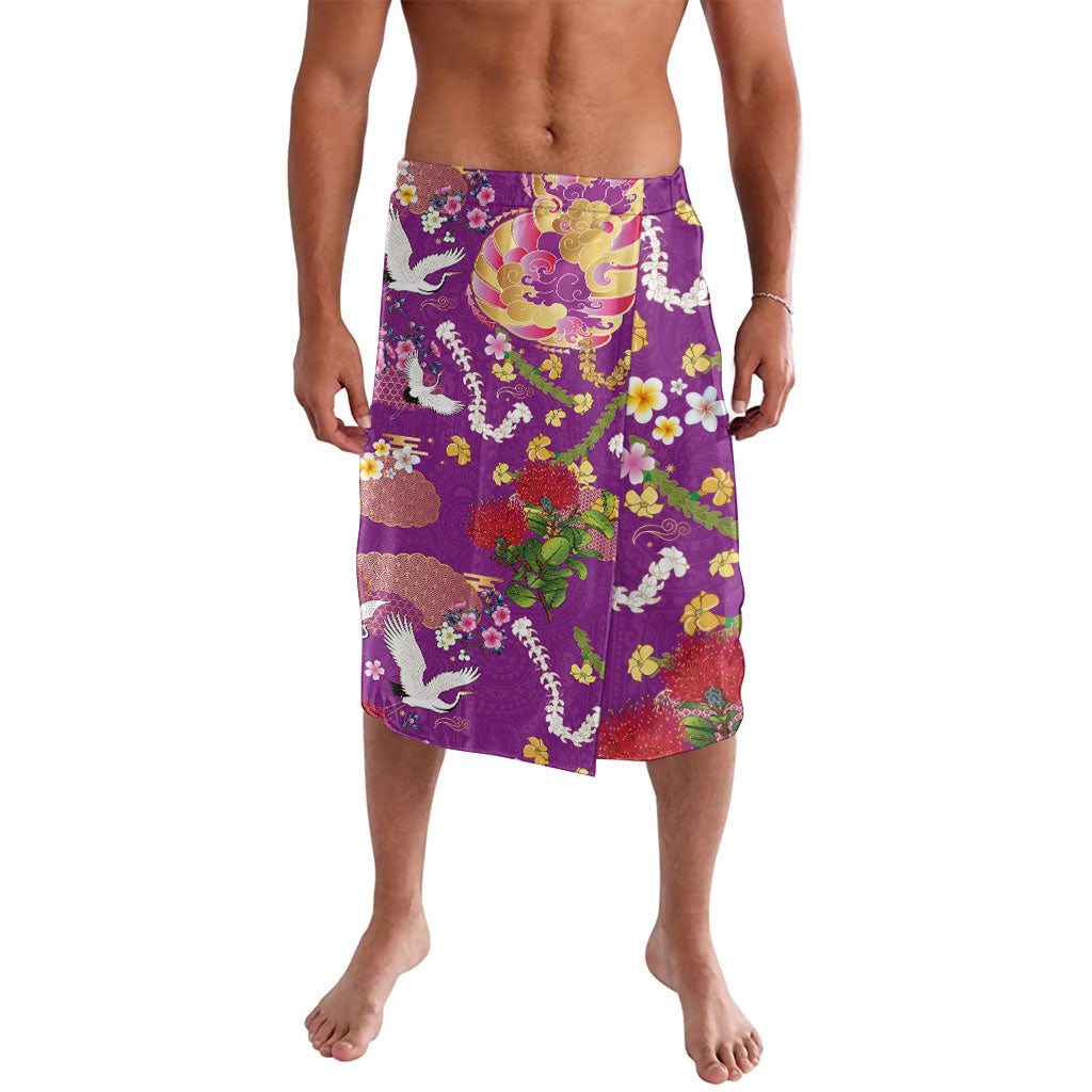 Hawaiian and Japanese Culture Together Lavalava Kakau Tribal Pattern and Irezumi Art Purple Color LT03 Purple - Polynesian Pride