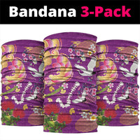 Hawaiian and Japanese Culture Together Neck Gaiter Kakau Tribal Pattern and Irezumi Art Purple Color