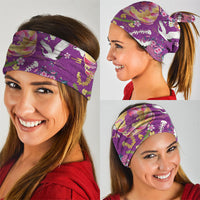 Hawaiian and Japanese Culture Together Neck Gaiter Kakau Tribal Pattern and Irezumi Art Purple Color
