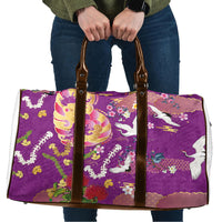 Hawaiian and Japanese Culture Together Travel Bag Kakau Tribal Pattern and Irezumi Art Purple Color