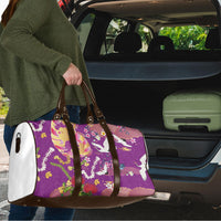 Hawaiian and Japanese Culture Together Travel Bag Kakau Tribal Pattern and Irezumi Art Purple Color