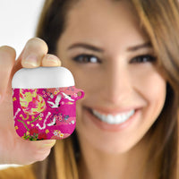 Hawaiian and Japanese Culture Together AirPods Case Kakau Tribal Pattern and Irezumi Art Pink Color