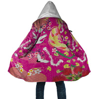 Hawaiian and Japanese Culture Together Cloak Kakau Tribal Pattern and Irezumi Art Pink Color