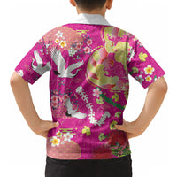 Hawaiian and Japanese Culture Together Hawaiian Shirt Kakau Tribal Pattern and Irezumi Art Pink Color