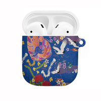 Hawaiian and Japanese Culture Together AirPods Case Kakau Tribal Pattern and Irezumi Art Blue Color