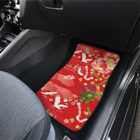 Hawaiian and Japanese Culture Together Car Mats Kakau Tribal Pattern and Irezumi Art Red Color