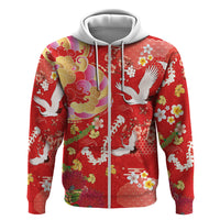 Hawaiian and Japanese Culture Together Hoodie Kakau Tribal Pattern and Irezumi Art Red Color