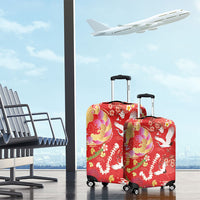 Hawaiian and Japanese Culture Together Luggage Cover Kakau Tribal Pattern and Irezumi Art Red Color
