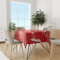 Hawaiian and Japanese Culture Together Tablecloth Kakau Tribal Pattern and Irezumi Art Red Color
