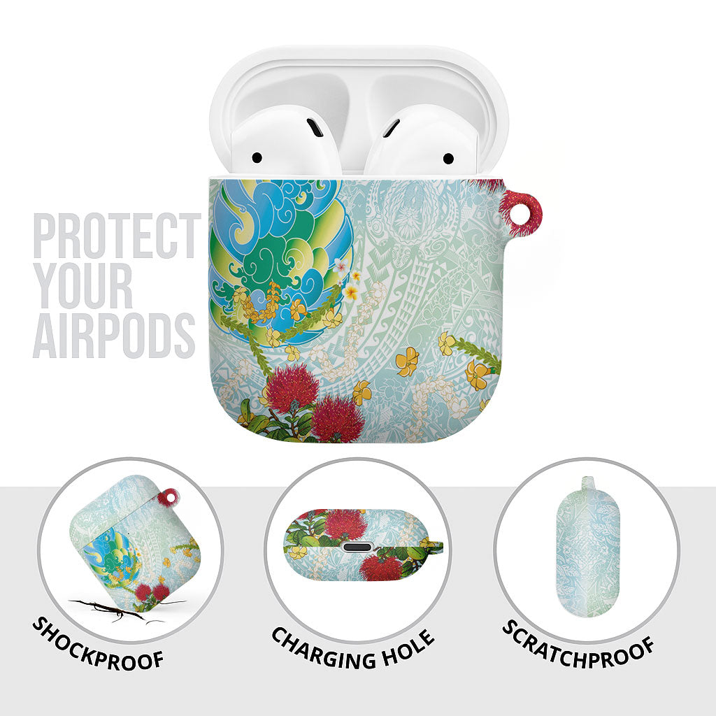 Japanese and Hawaiian Culture Fusion AirPods Case Irezumi with Turtles and Lei Kakau Pattern Fresh Vibe