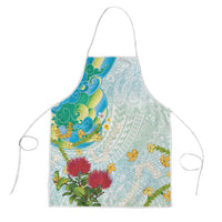 Japanese and Hawaiian Culture Fusion Apron Irezumi with Turtles and Lei Kakau Pattern Fresh Vibe