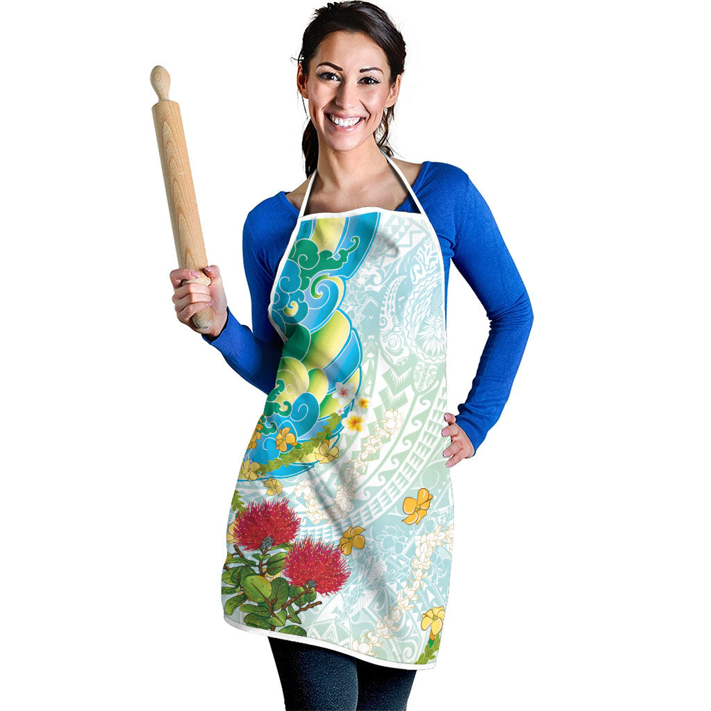 Japanese and Hawaiian Culture Fusion Apron Irezumi with Turtles and Lei Kakau Pattern Fresh Vibe