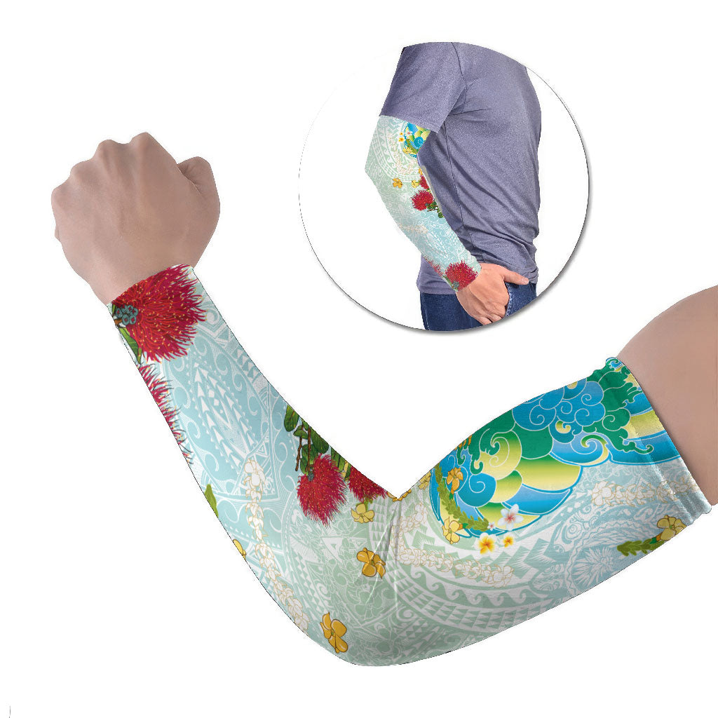 Japanese and Hawaiian Culture Fusion Arm Sleeves Irezumi with Turtles and Lei Kakau Pattern Fresh Vibe