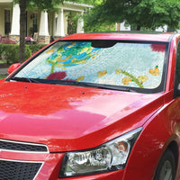 Japanese and Hawaiian Culture Fusion Auto Sun Shade Irezumi with Turtles and Lei Kakau Pattern Fresh Vibe
