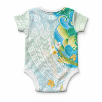 Japanese and Hawaiian Culture Fusion Baby Onesie Irezumi with Turtles and Lei Kakau Pattern Fresh Vibe