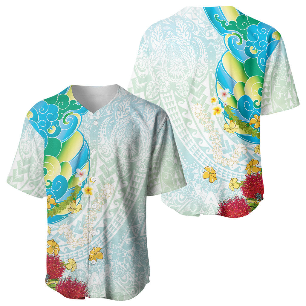 Japanese and Hawaiian Culture Fusion Baseball Jersey Irezumi with Turtles and Lei Kakau Pattern Fresh Vibe