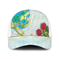 Japanese and Hawaiian Culture Fusion Baseball Net Cap Irezumi with Turtles and Lei Kakau Pattern Fresh Vibe