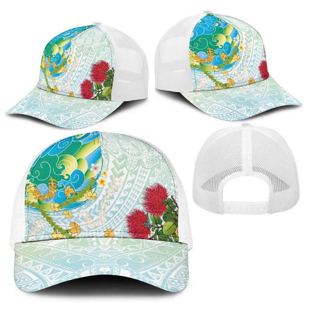 Japanese and Hawaiian Culture Fusion Baseball Net Cap Irezumi with Turtles and Lei Kakau Pattern Fresh Vibe