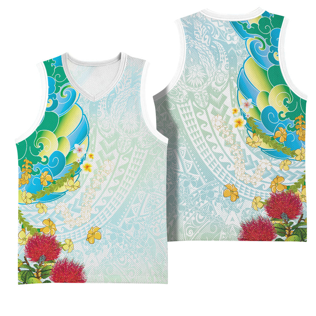 Japanese and Hawaiian Culture Fusion Basketball Jersey Irezumi with Turtles and Lei Kakau Pattern Fresh Vibe