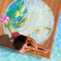 Japanese and Hawaiian Culture Fusion Beach Blanket Irezumi with Turtles and Lei Kakau Pattern Fresh Vibe