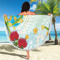 Japanese and Hawaiian Culture Fusion Beach Blanket Irezumi with Turtles and Lei Kakau Pattern Fresh Vibe