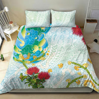 Japanese and Hawaiian Culture Fusion Bedding Set Irezumi with Turtles and Lei Kakau Pattern Fresh Vibe